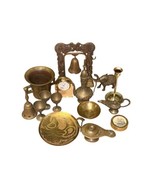 Vtg Brass Metal Lot Estate Candle Holder Bell Clock Elephant Cup Teapot ... - $59.99