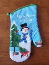 Christmas Kitchen Linen Set 5pc Towels Mitt Pot Holders Snowman Blue Holiday image 4