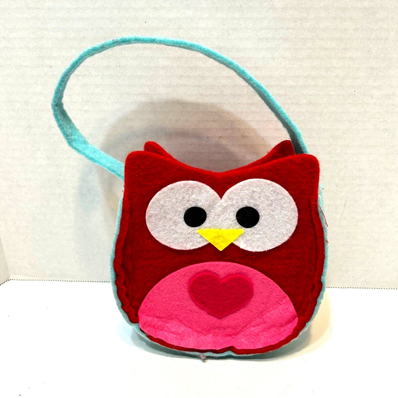 Owl Felt Childs Purse Goody Bag 6 x 6 inch with Handle Multicolor - $10.62