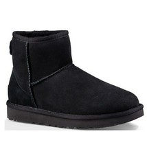 UGG Boots Womans 7 Classic MINI II Genuine Fur Sheepskin Luxury Shoes Black - £104.25 GBP