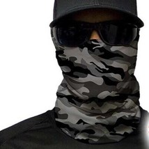Halloween Mens Camo Neck Wrap Gaiter Face Mask Headband Hood Multi Gray - £7.91 GBP