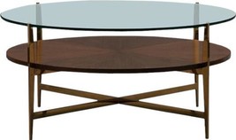 Cocktail Table Woodbridge La Scala Round Top Lisse Polished Brass Brown Glass - £2,322.54 GBP