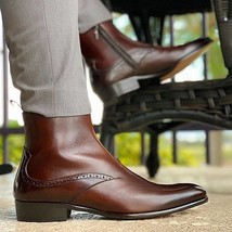 Handmade Leather Boots Men, Zipper Boots Men, Designer Dress Shoes, Comf... - $216.97 CAD+