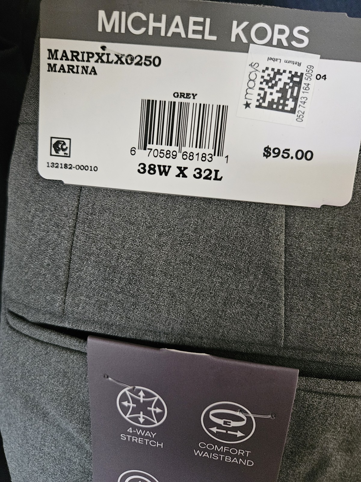 Michael Kors Men's Classic Fit Fall Pattern Pants, Light Grey, 38 x 32 NWT Item image 2