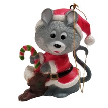 Vintage Christmas Ornament Santa Mouse 1984 Candy Cane Stocking Retro 80s Xmas - £9.29 GBP