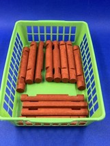 Lincoln Logs 2 Notch 4 1/2&quot; Red Base Parts Lot 12 Pieces 7 Round 5 Flat Bottom - $8.88