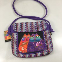 Laurel Burch Cats Felines Multi-Color Canvas Crossbody Shoulder Bag Handbag NEW - £27.02 GBP