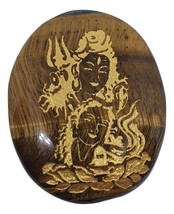 Palm Stone Natural Tigers Shiva Parvati God Goddess Hindu Carved Eye Cry... - £13.02 GBP