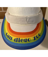 Vtg San Diego Zoo Rainbow Sun Visor White Hat California Retro 70s - $21.99