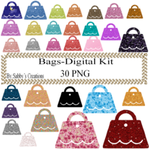 Glitter Bags Digital Kit 2-Digital Clipart-Art Clip-Jewelry-T shirt-Notebook- Sc - £0.99 GBP