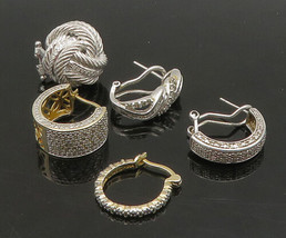 925 Sterling Silver - Vintage Genuine Diamonds Lot Single Earrings - EG11241 - £86.34 GBP