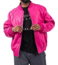 100%Leather Handmade Pink New Stylish Lambskin Jacket Designer Men Motor... - $107.30