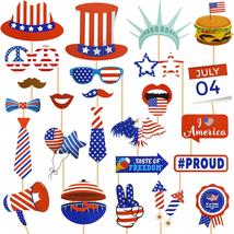 4th of July Photo Booth Props 25 PCS Patriotic USA Independence Day - £9.84 GBP