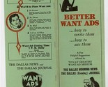 Better Want Ads Booklet Dallas Morning News Dallas Evening Journal 1930&#39;s - £29.97 GBP