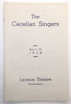 The Cecelian Singers PROGRAM 1936 Lyceum Theatre Minneapolis Minnesota - £17.26 GBP