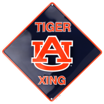 Auburn TIGERS XING 12&quot; x 12&quot; Embossed Metal Crossing Sign - £7.86 GBP