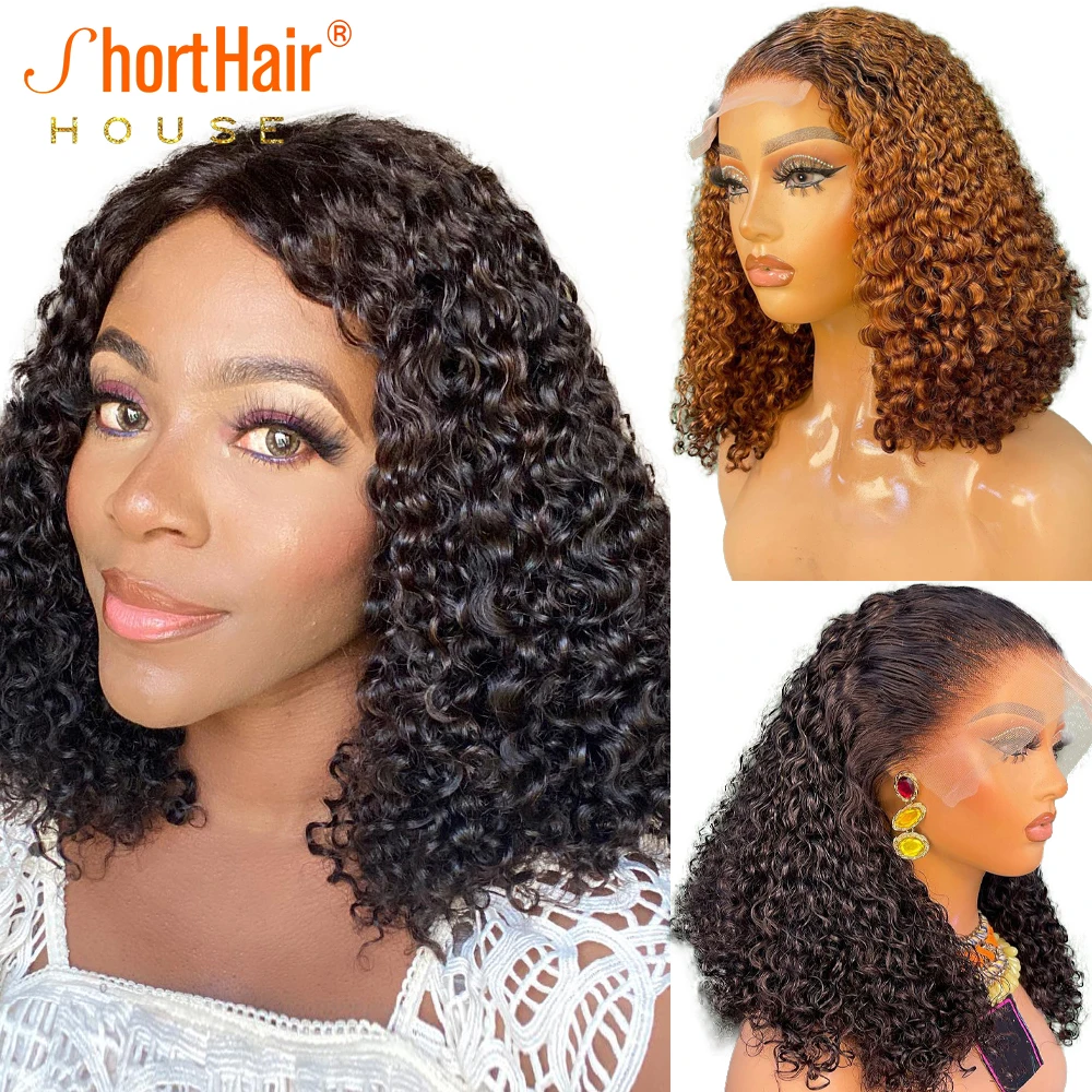 Water Wave Curly Lace Frontal Wigs Ginger Ombre Color 360 Lace Front Human Hair - $78.20+