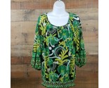 Style &amp; Co 3/4 Sleeve Blouse Top Womens Size M Green Multi Colored TB22 - $7.91