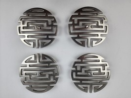 Set 4 Metal round Asian style decorative curtain tiebacks silver 4 3/8" wide - - $79.19