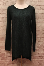 Apt 9 Womens Black Green Sweater Pullover Tunic Top Metallic Shimmer Size M NEW - £21.23 GBP