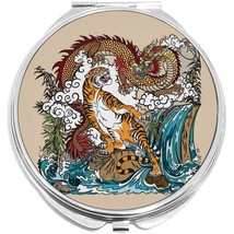 Japanese Dragon and Tiger Compact with Mirrors - for Pocket or Purse - £9.18 GBP