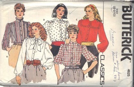 BUTTERICK PATTERN 4625 SIZE 6 &amp; 8 MISSES&#39; BLOUSES IN 5 VARIATIONS - $3.00