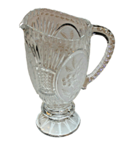 Lead Crystal 10½” tall Pitcher Deep Cut Frosted Floral Etching Heavy alm... - £17.29 GBP
