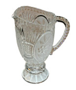 Lead Crystal 10½” tall Pitcher Deep Cut Frosted Floral Etching Heavy alm... - £17.24 GBP