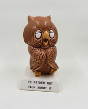 Norcrest I'd Rather Not Talk About It Owl Statue Figurine Hand Decorated Japan - $19.99