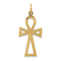 14K Yellow Gold Ankh Cross Charm Egypt Jewelry 37mm x 14mm - £86.05 GBP
