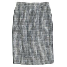 NWT J.Crew Pencil in Silvermist Blue Flecked Tweed Side Stripe Straight Skirt 0 - £26.87 GBP