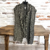 Chico’s Cardigan Vest Sleeveless Fringe Knit Cotton Blend Size L (2) Bla... - $23.50