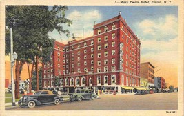 Mark Twain Hotel Elmira New York 1952 linen postcard - £4.68 GBP