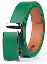 HOT Green Mens Leather Belt No Holes Ratchet Belt - Automatic Buckle Adj... - £17.94 GBP
