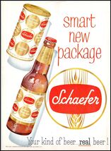 1950s Schaefer Beer PRINT AD M&quot;New Smart Package&quot; BX2 - $7.59