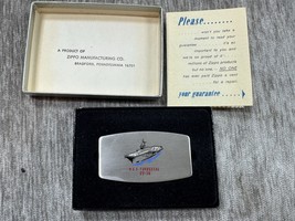 Vintage Zippo Money Clip Knife USS Forrestal CV-59 Chrome w Box US Navy ... - $59.39