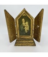 VNTG Madonna &amp; Child Gilded Florentine Triptych Wood Ornate Made In Italy - €25,98 EUR