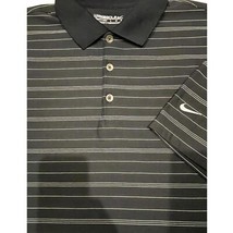 Nike Golf Fit Dry Black and White Striped Short Sleeve Polo Men&#39;s Large - $301.39 MXN