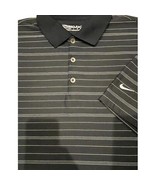 Nike Golf Fit Dry Black and White Striped Short Sleeve Polo Men&#39;s Large - $16.17
