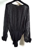 Forte Forte Womens Long Sleeved Bodysuit Linen Silk Black Size 3 NWT - £78.01 GBP