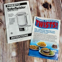 Presto Tater Twister Electric Cutter Replacement Part Instruction Recipe Booklet - £7.09 GBP