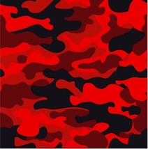 Black &amp; Red Camo Wrap Vinyl Matte Laminated 12&quot;x12&quot; - £7.32 GBP