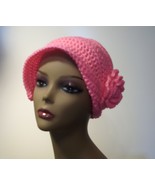 Pink crocheted hat - £7.87 GBP