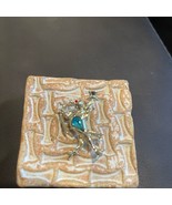 Gold and Turquoise bird Brooch - $14.03