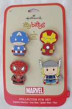 Hallmark Itty Bittys Marvel Super Heroes Enamel Pin Collector Set of 4 - £15.90 GBP