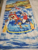 Looney Tunes Taz Bugs Bunny Tweety Bird White Water Rafting Beach Towel ... - £16.21 GBP