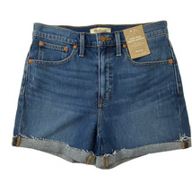 Madewell Women&#39;s size 27 Denim Shorts Blue Jeans High Rise Raw Hem Magic... - $35.99