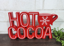 Christmas Hot Cocoa Mug Sign Tabletop Snowflake Holiday Bakery Kitchen Decor 9&quot; - $19.54