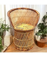 Vintage Emmanuelle Style Woven Wicker Barrel Chair 2-Piece 32in Bohemian... - $2,224.06 MXN