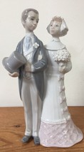 Vintage Lladro Porcelain Figurine 4808 Wedding Retired 7.5&quot; Bride Groom Couple - £112.59 GBP